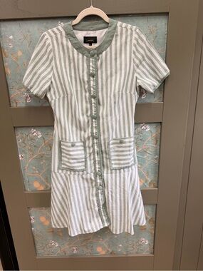 Alexia Admore' Green Striped Button-Front Dress